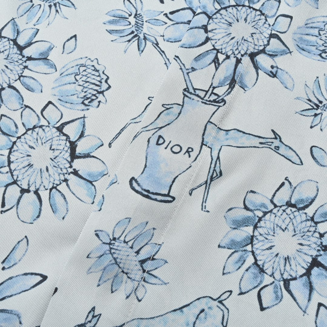 Dior&hylton nel联名 淡蓝色提花短袖衬衫