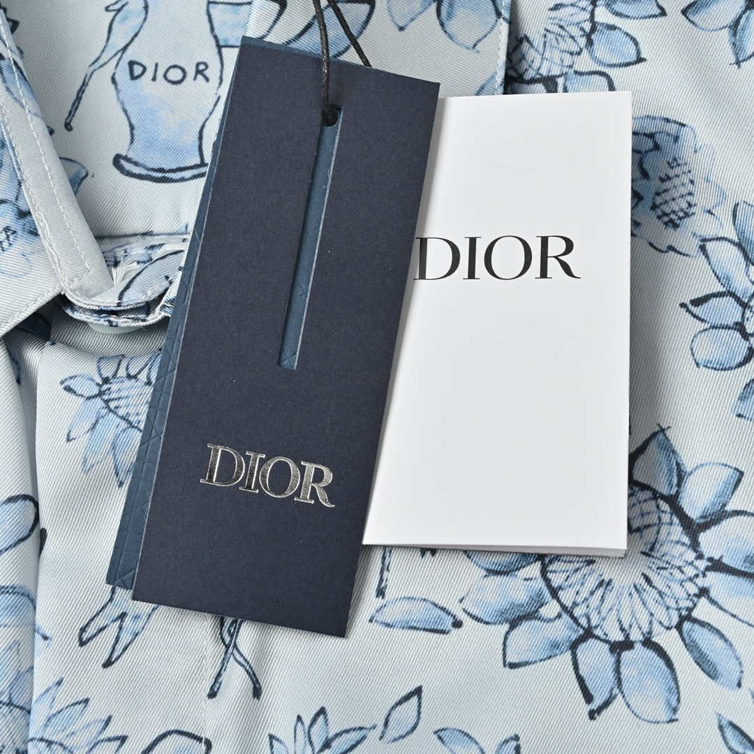 Dior&hylton nel联名 淡蓝色提花短袖衬衫