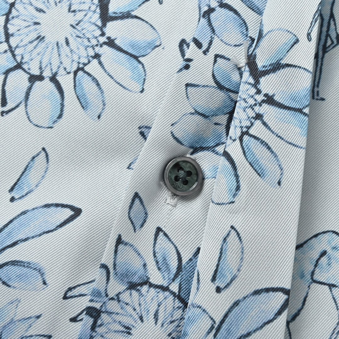 Dior&hylton nel联名 淡蓝色提花短袖衬衫