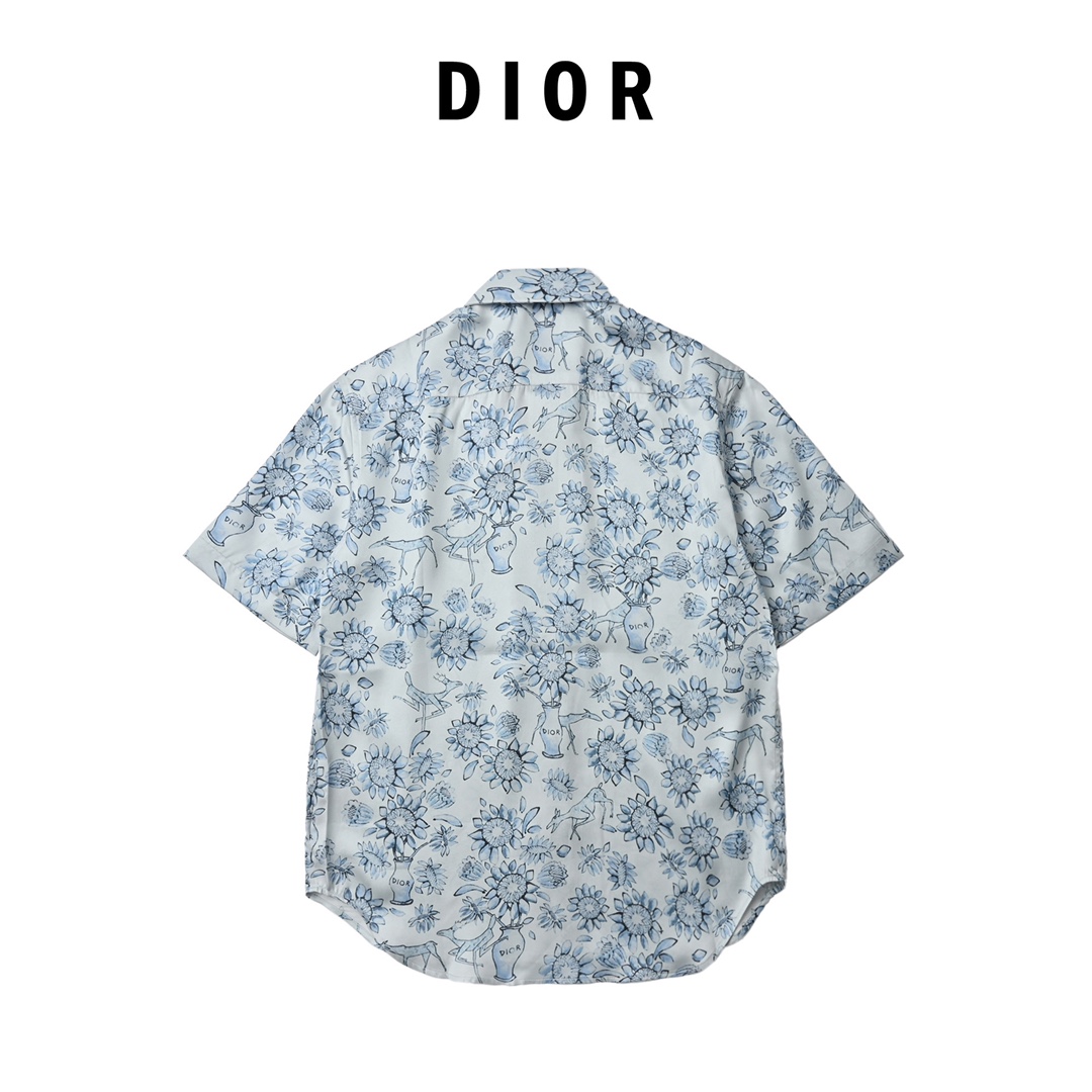 Dior&hylton nel联名 淡蓝色提花短袖衬衫