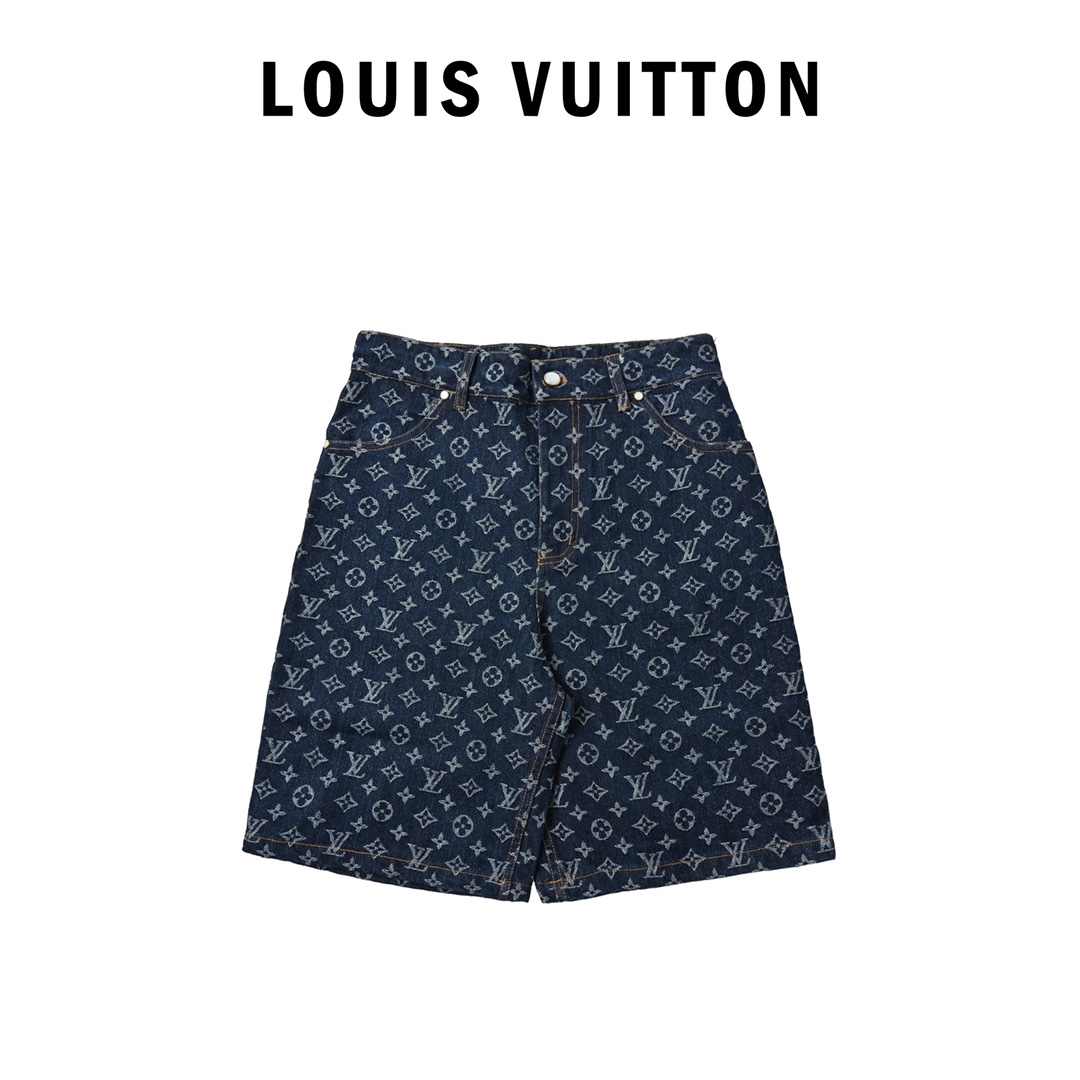Louis Vuitton 2025SS 经典满印套装牛仔短裤 重工款提花牛仔短裤
