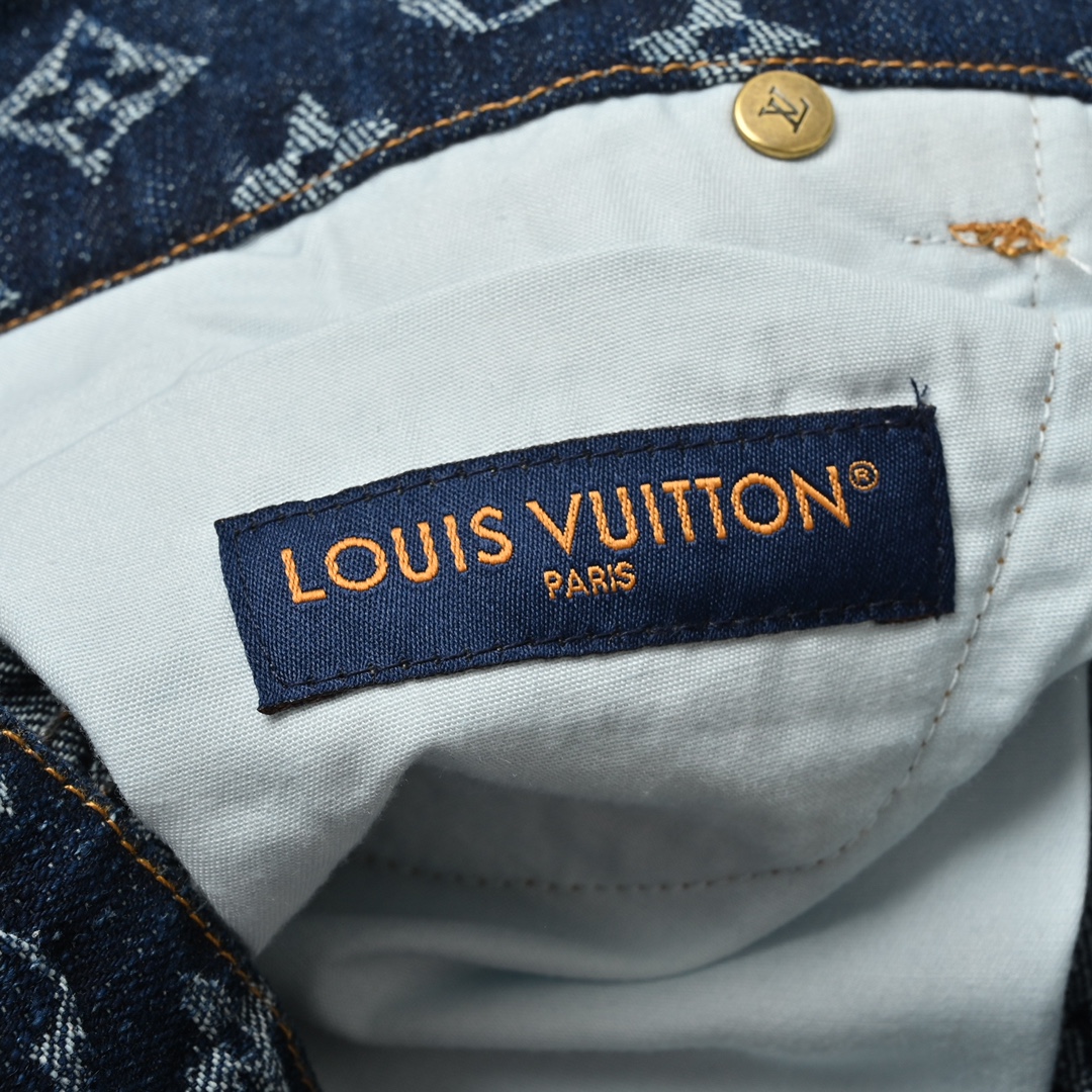 Louis Vuitton 2025SS 经典满印套装牛仔短裤 重工款提花牛仔短裤