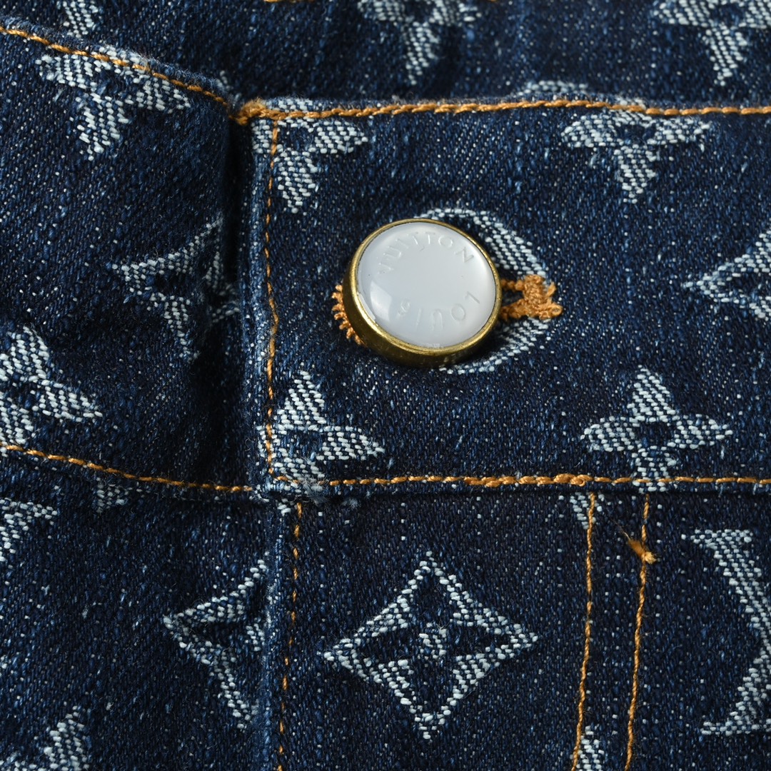 Louis Vuitton 2025SS 经典满印套装牛仔短裤 重工款提花牛仔短裤