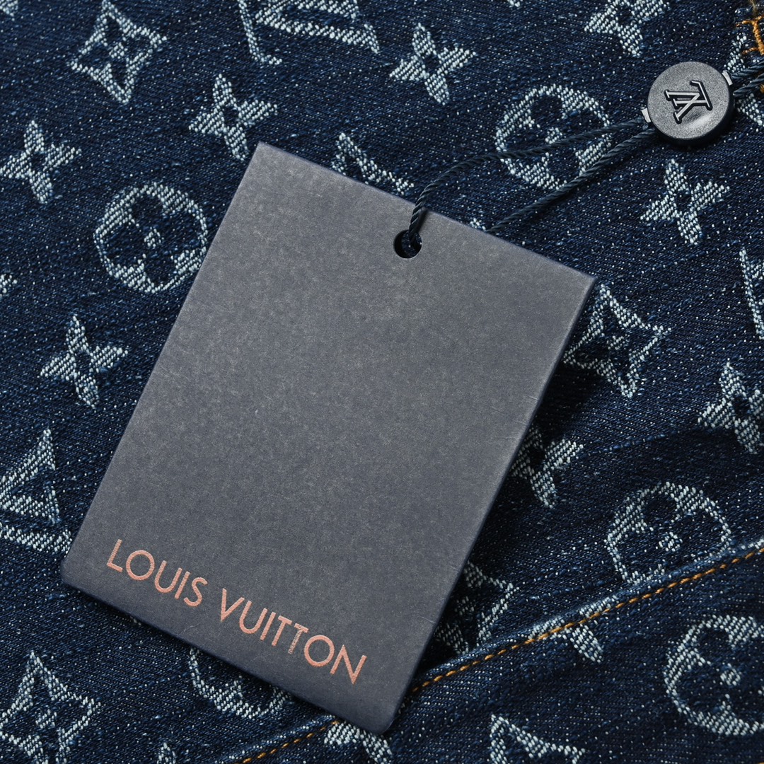 Louis Vuitton 2025SS 经典满印套装牛仔短裤 重工款提花牛仔短裤