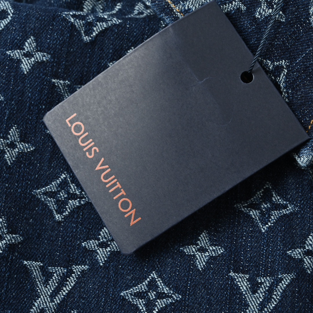 Louis Vuitton 2025SS 经典满印套装牛仔短袖外套 重工款提花牛仔短袖外套