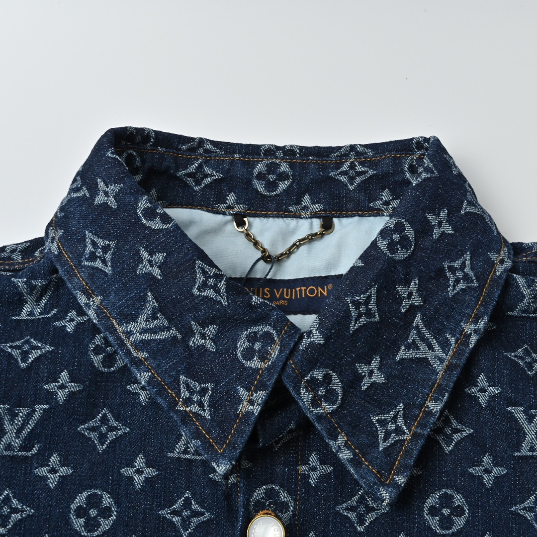 Louis Vuitton 2025SS 经典满印套装牛仔短袖外套 重工款提花牛仔短袖外套