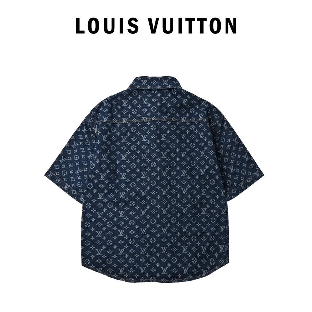 Louis Vuitton 2025SS 经典满印套装牛仔短袖外套 重工款提花牛仔短袖外套