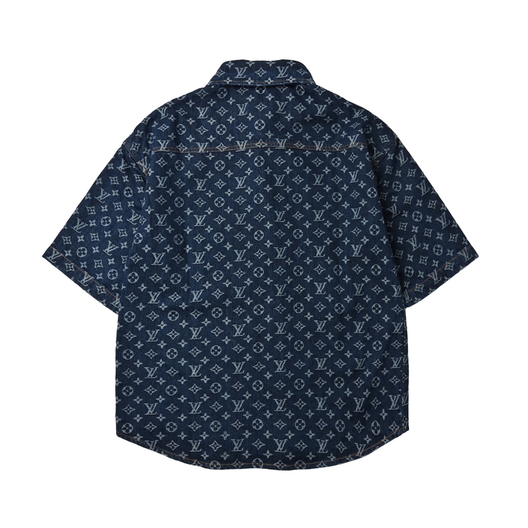 Louis Vuitton 2025SS 经典满印套装牛仔短袖外套 重工款提花牛仔短袖外套