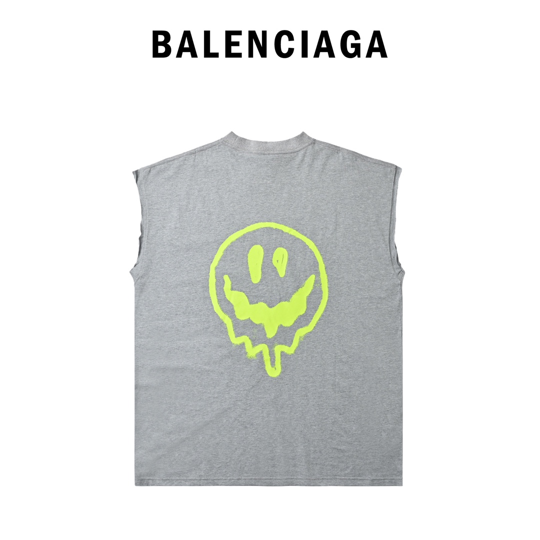 BALENCIAGA｜外星人溶解笑脸印花无袖Tee背心
