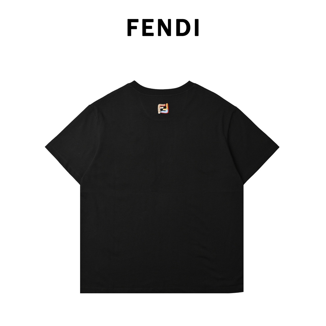 Fendi 芬迪 彩F拉链口袋短袖T恤