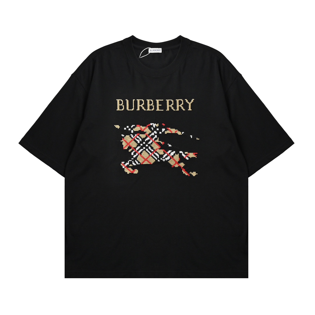 Burberry 巴宝莉 25新款短袖 十字绣骑士刺绣短袖T恤