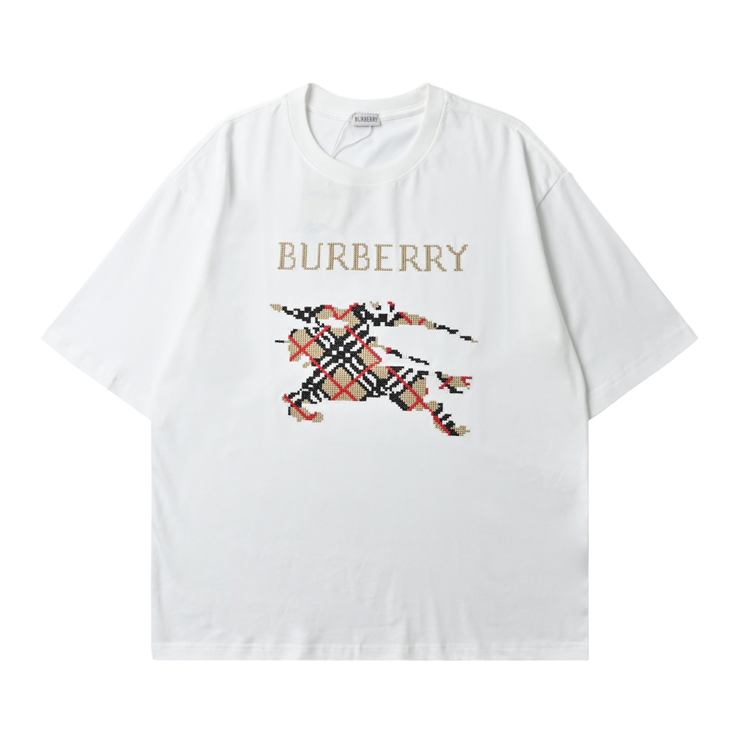 Burberry 巴宝莉 25新款短袖 十字绣骑士刺绣短袖T恤