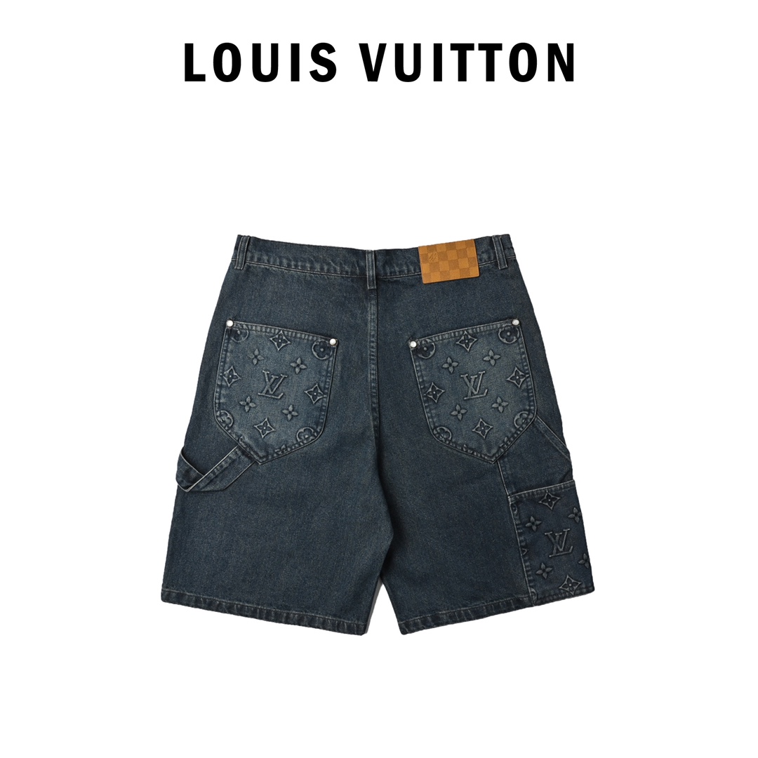 Louis Vuitton 路易威登 压花纹老花工装牛仔短裤