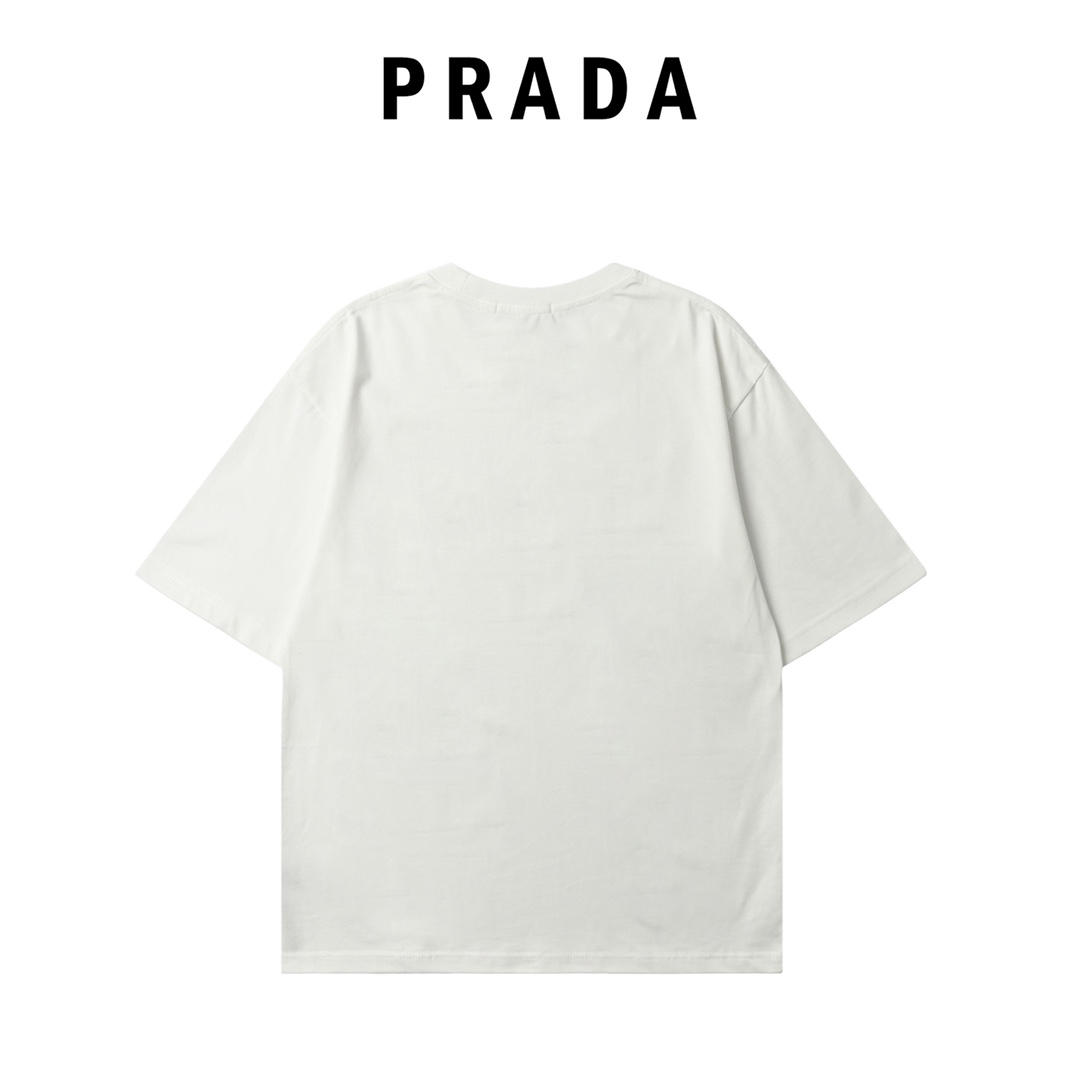 Prada 普拉达 胸前绣花logo短袖T恤