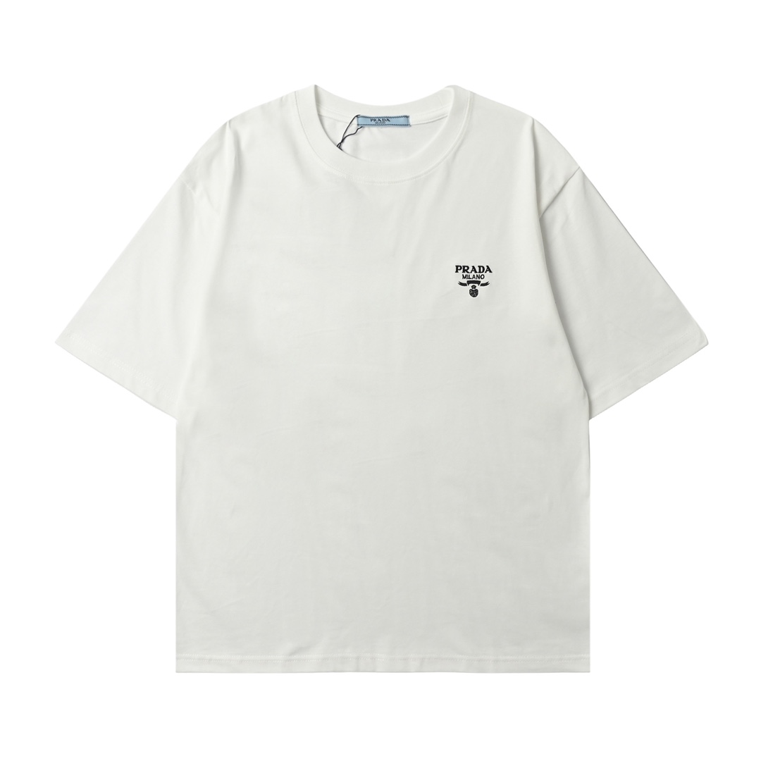 Prada 普拉达 胸前绣花logo短袖T恤