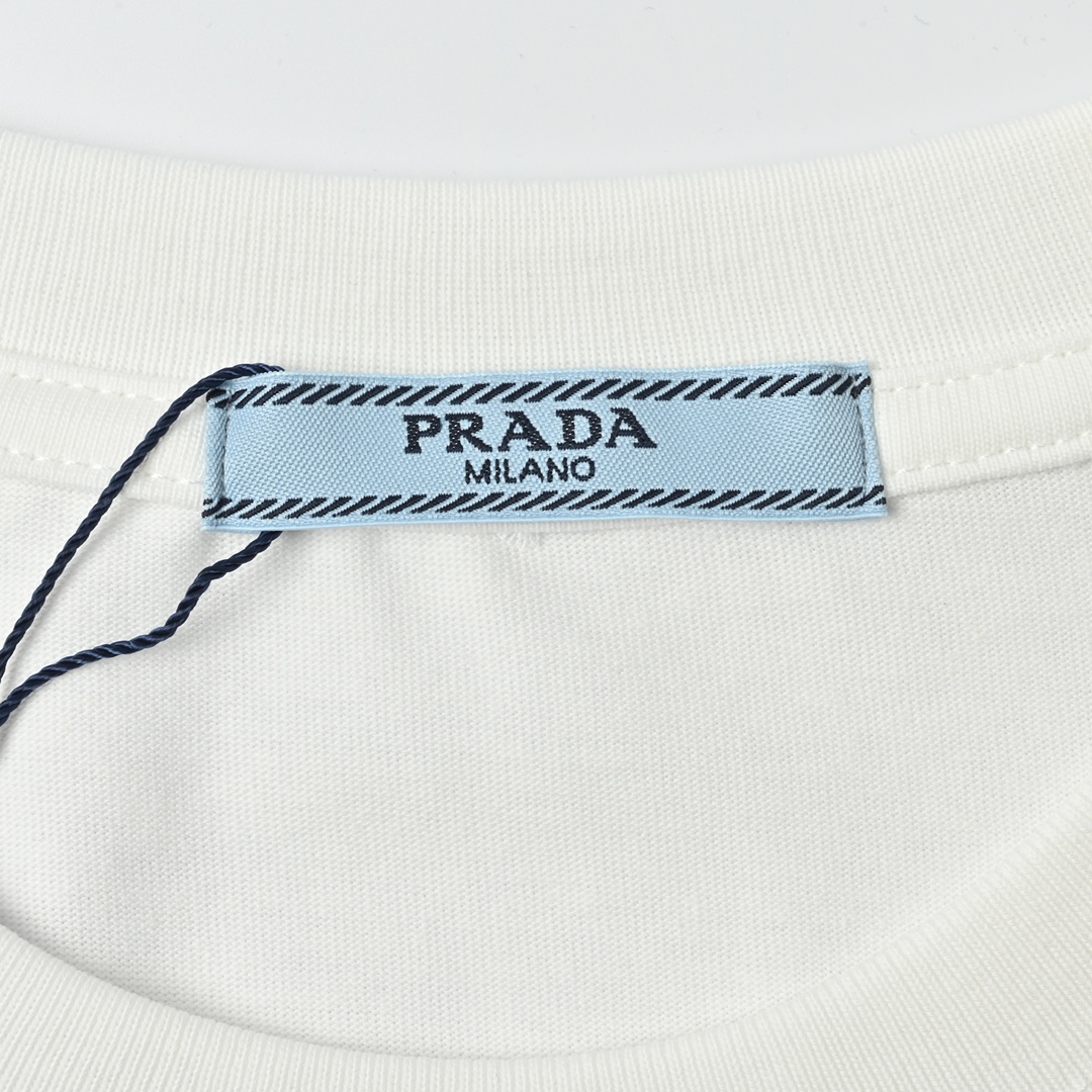 Prada 普拉达 胸前绣花logo短袖T恤