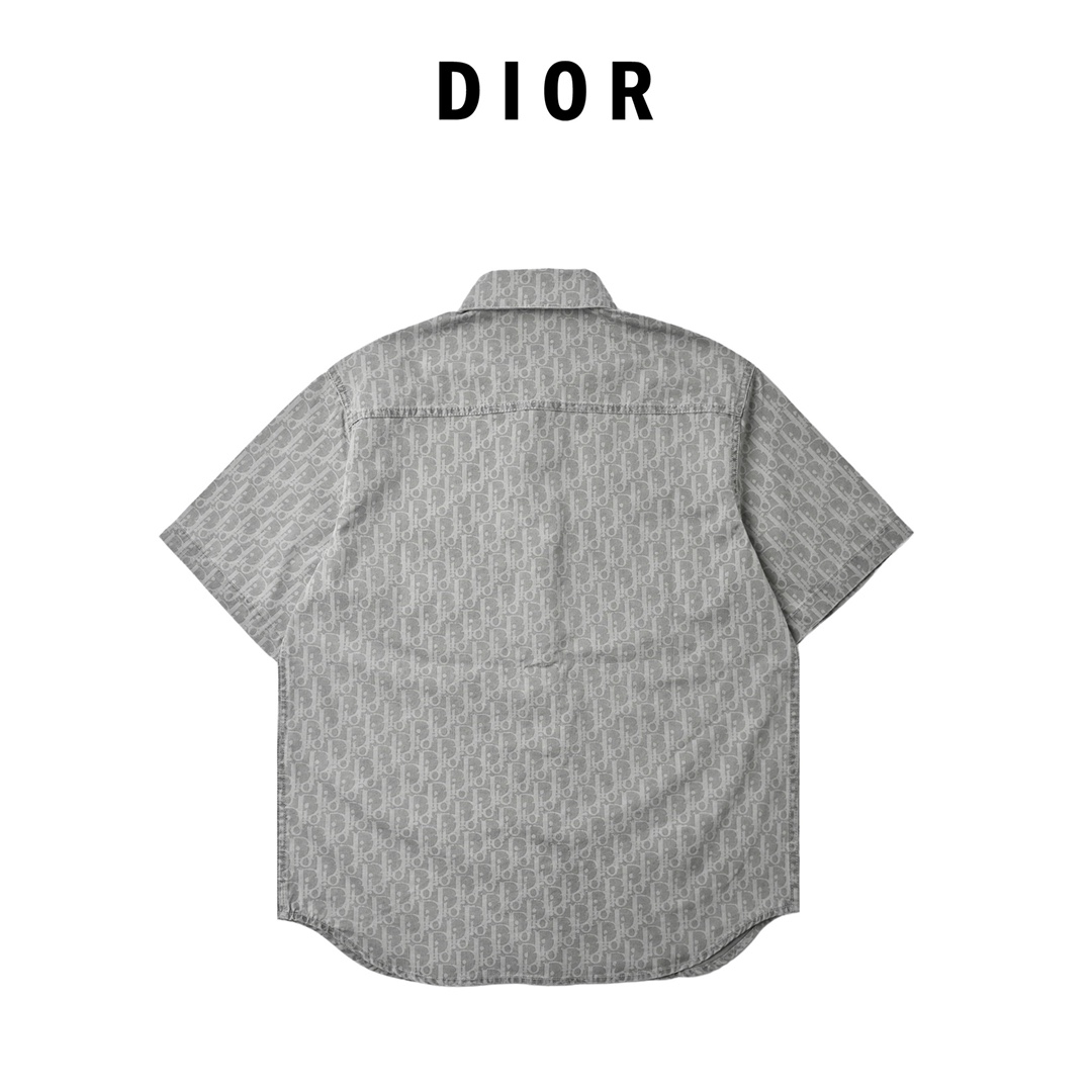 Dior 迪奥 经典牛仔老花满印套装短袖衬衫