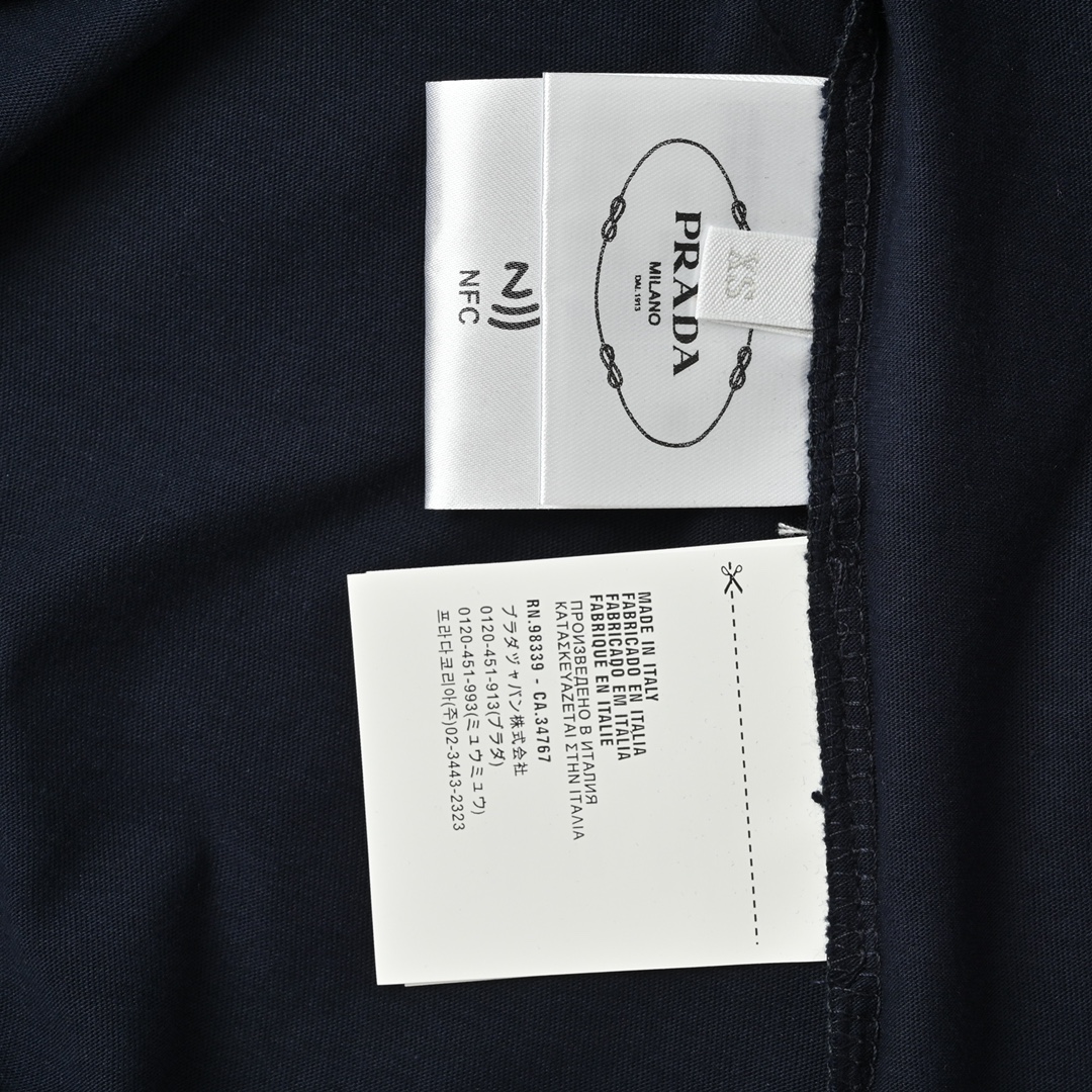 Prada普拉达25ss做旧磨破标识印花短袖