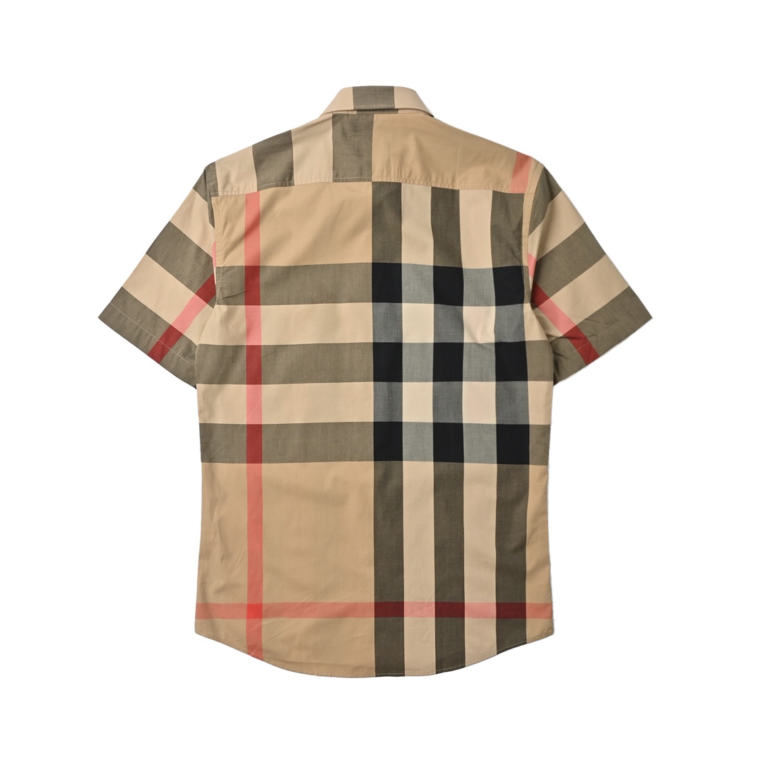 Burberry 巴宝莉 大格纹短袖格子衬衫 男士新款斜格纹棉绸府短袖衬衫
