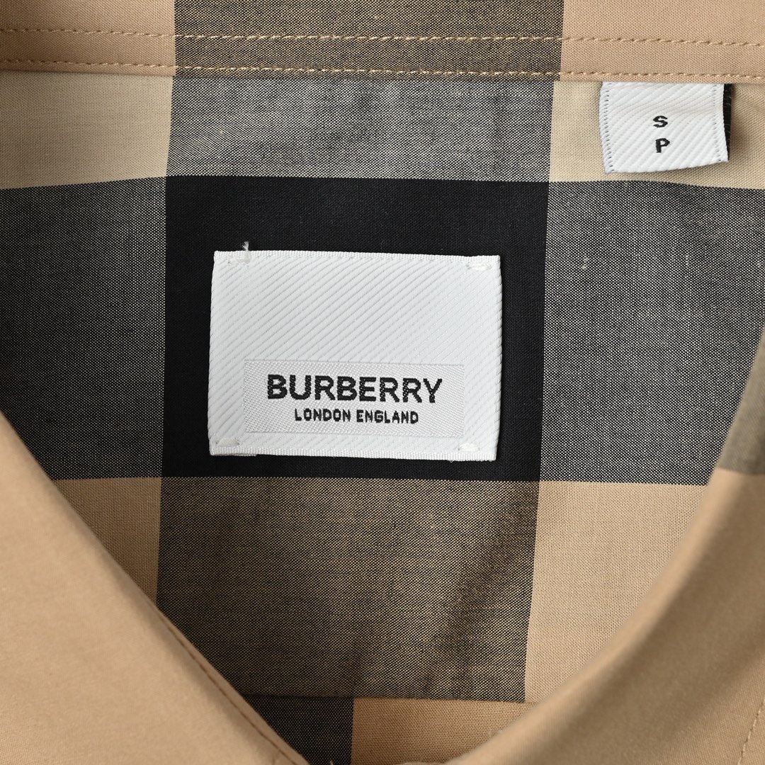 Burberry 巴宝莉 大格纹短袖格子衬衫 男士新款斜格纹棉绸府短袖衬衫