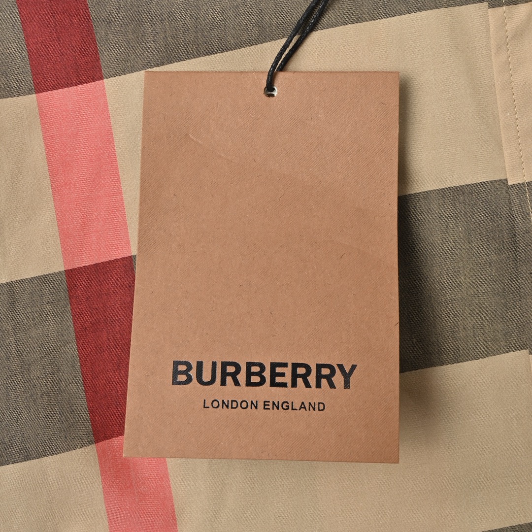 Burberry 巴宝莉 大格纹短袖格子衬衫 男士新款斜格纹棉绸府短袖衬衫