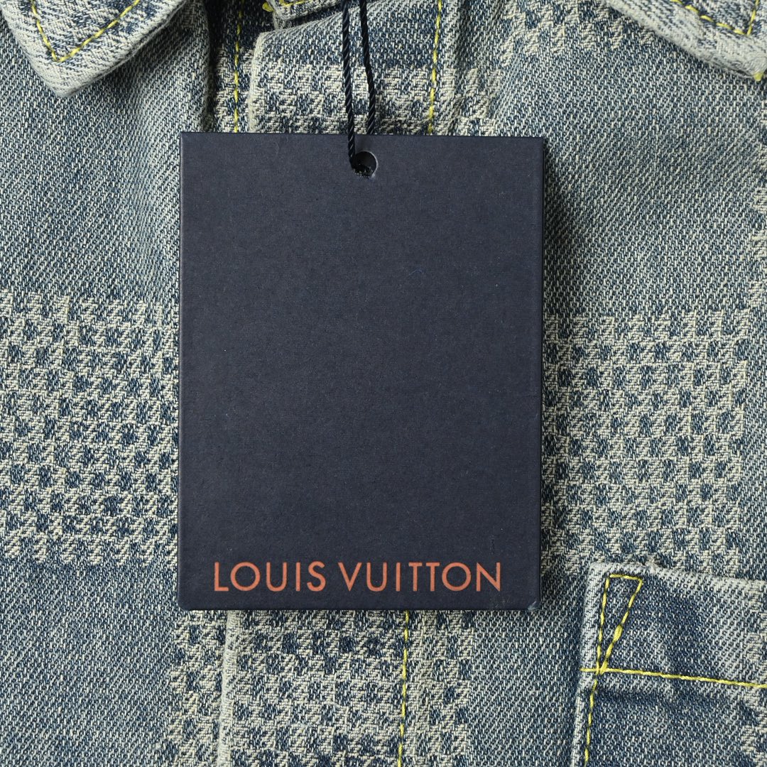 Louis Vuitton 路易威登 25ss棋盘格套装牛仔短袖衬衫 Louis Vuitton 路易威登 25ss棋盘格套装牛仔短袖衬衫