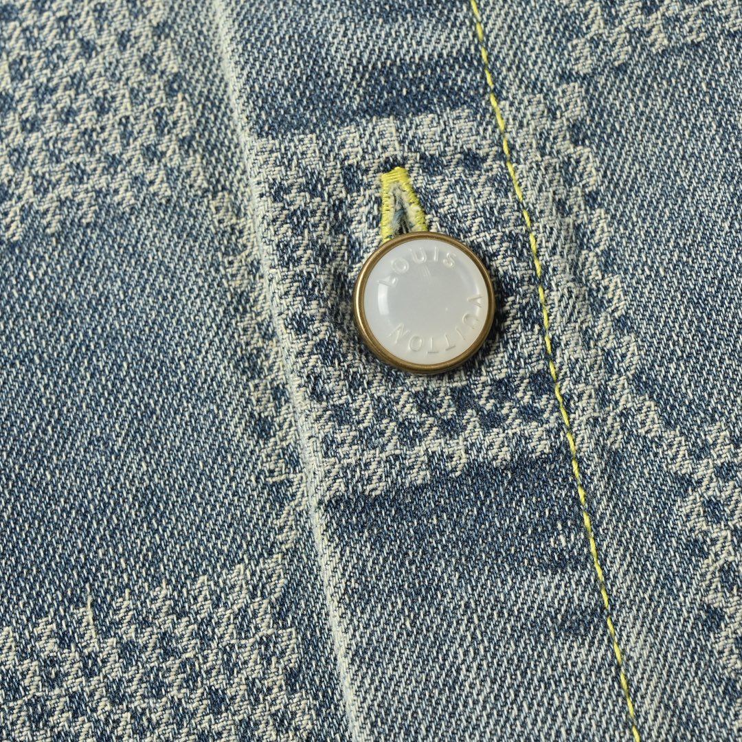 Louis Vuitton 路易威登 25ss棋盘格套装牛仔短袖衬衫 Louis Vuitton 路易威登 25ss棋盘格套装牛仔短袖衬衫