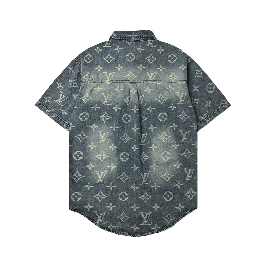 Louis Vuitton路易威登24ss新款老花牛仔短袖衬衫-Chinese UA Cheap High Quatity Brand Clothes Bags handbags Sneakers wholesale wholesaler seller from China Factory suppliers Fashion Clothing Shoes best Quality Beautiful Price Louis Vuitton路易威登24ss新款老花牛仔短袖衬衫