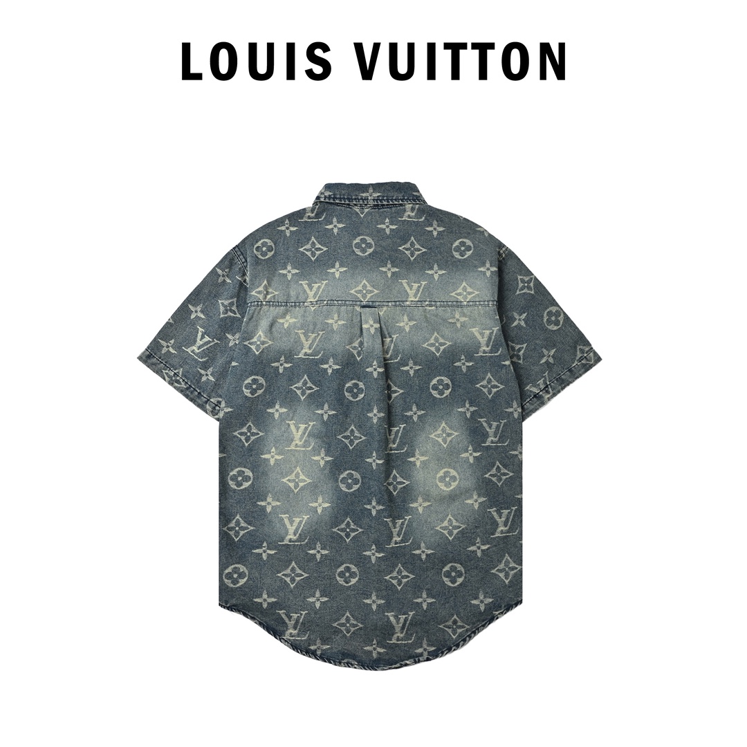 Louis Vuitton路易威登24ss新款老花牛仔短袖衬衫-Chinese UA Cheap High Quatity Brand Clothes Bags handbags Sneakers wholesale wholesaler seller from China Factory suppliers Fashion Clothing Shoes best Quality Beautiful Price Louis Vuitton路易威登24ss新款老花牛仔短袖衬衫
