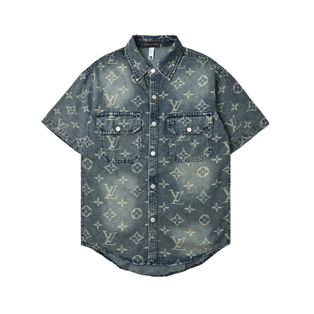 Louis Vuitton路易威登24ss新款老花牛仔短袖衬衫-Chinese UA Cheap High Quatity Brand Clothes Bags handbags Sneakers wholesale wholesaler seller from China Factory suppliers Fashion Clothing Shoes best Quality Beautiful Price Louis Vuitton路易威登24ss新款老花牛仔短袖衬衫