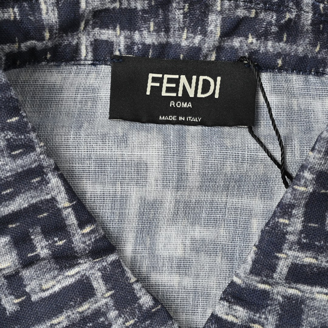 Fendi 芬迪 全幅FF短袖衬衫 定制棉麻混纺面料
