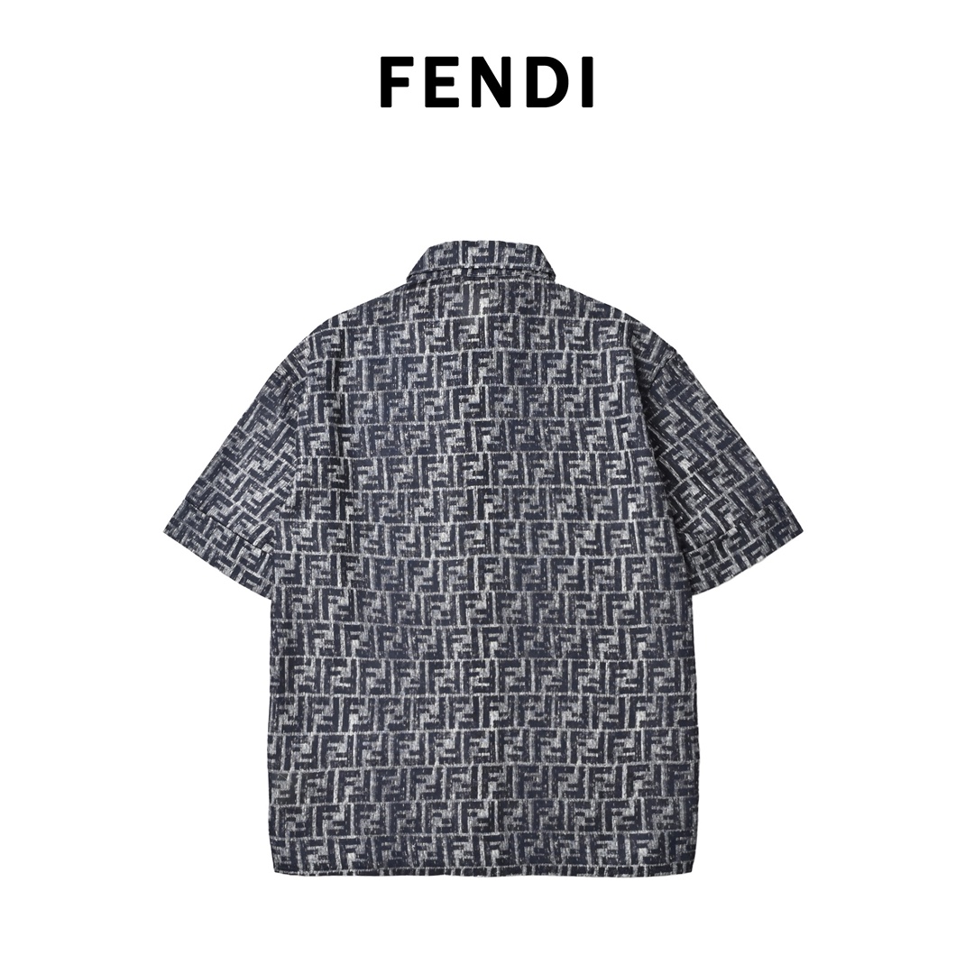 Fendi 芬迪 全幅FF短袖衬衫 定制棉麻混纺面料
