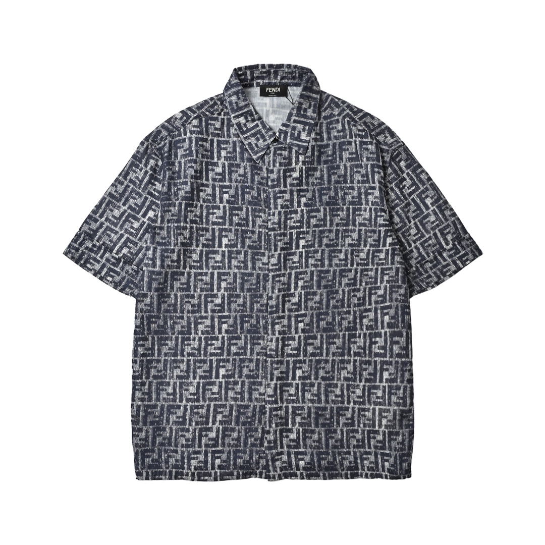 Fendi 芬迪 全幅FF短袖衬衫 定制棉麻混纺面料