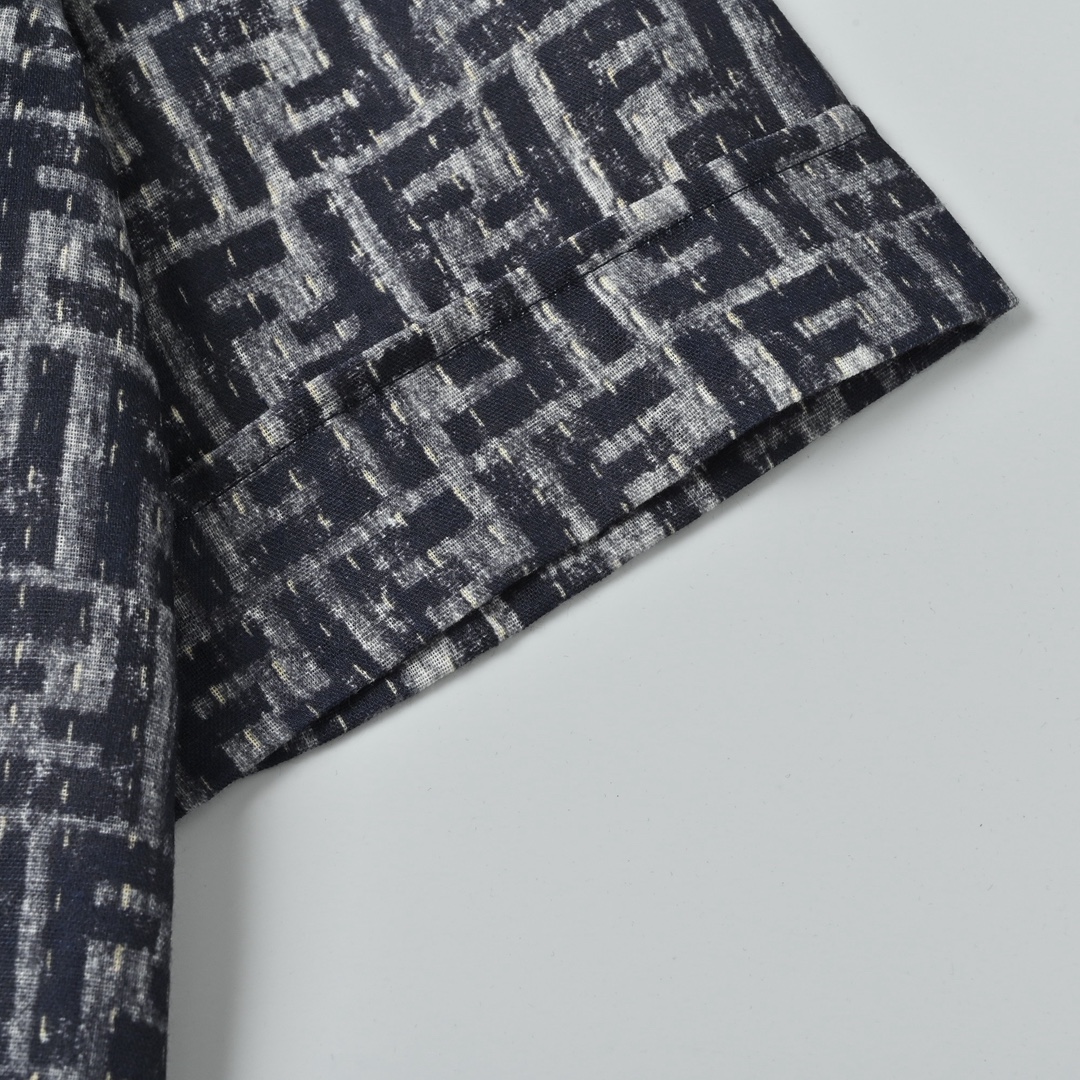 Fendi 芬迪 全幅FF短袖衬衫 定制棉麻混纺面料