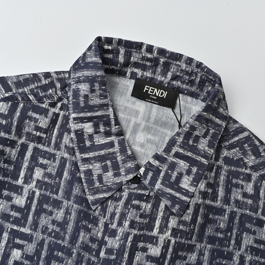 Fendi 芬迪 全幅FF短袖衬衫 定制棉麻混纺面料
