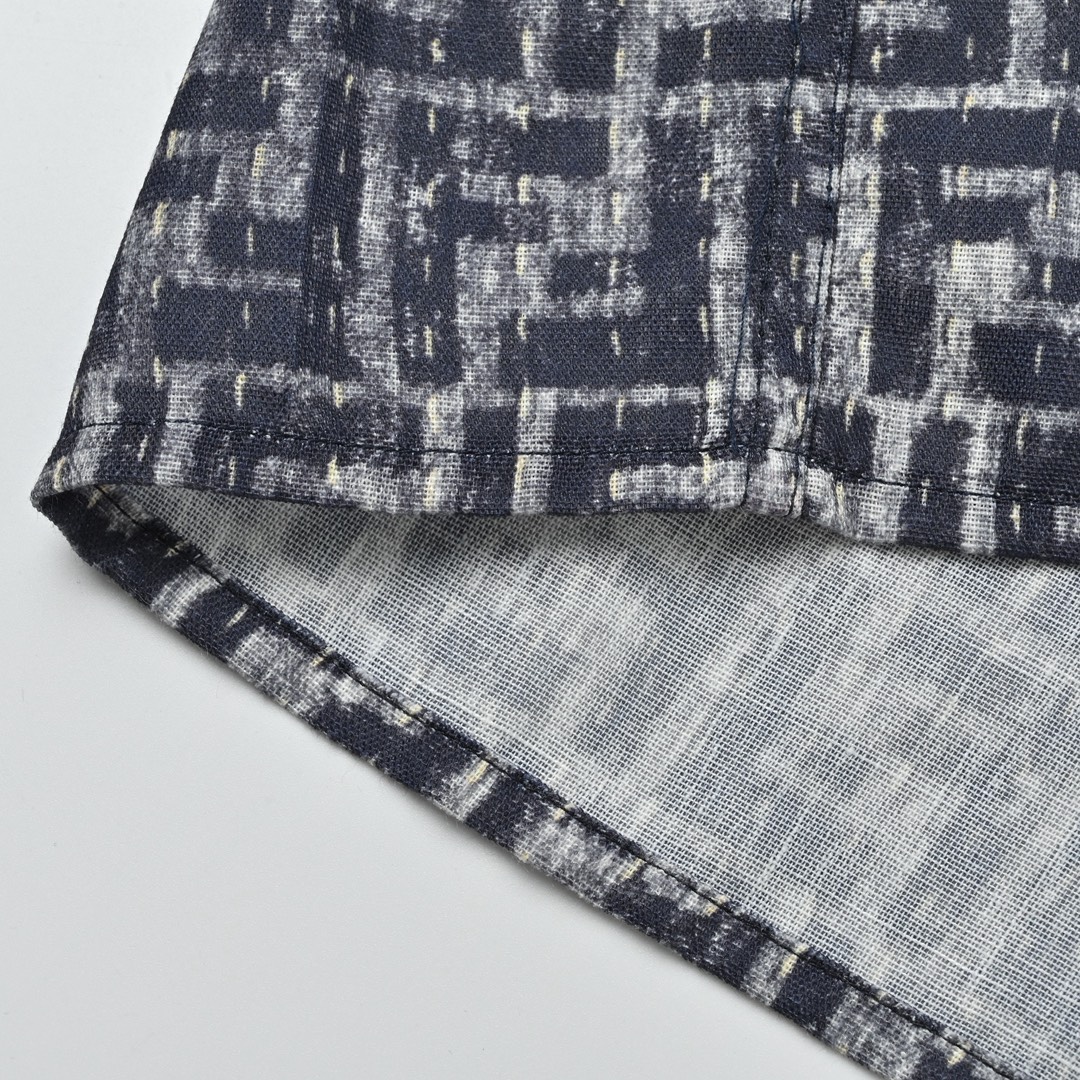 Fendi 芬迪 全幅FF短袖衬衫 定制棉麻混纺面料