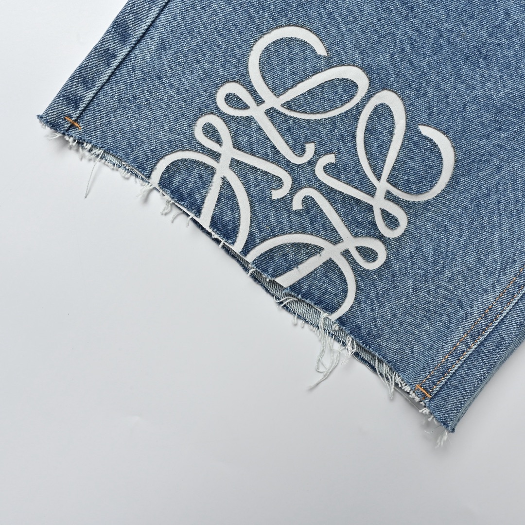 Loewe 罗意威 Anagram单宁牛仔短裤 定制蓝绸密棉牛仔布