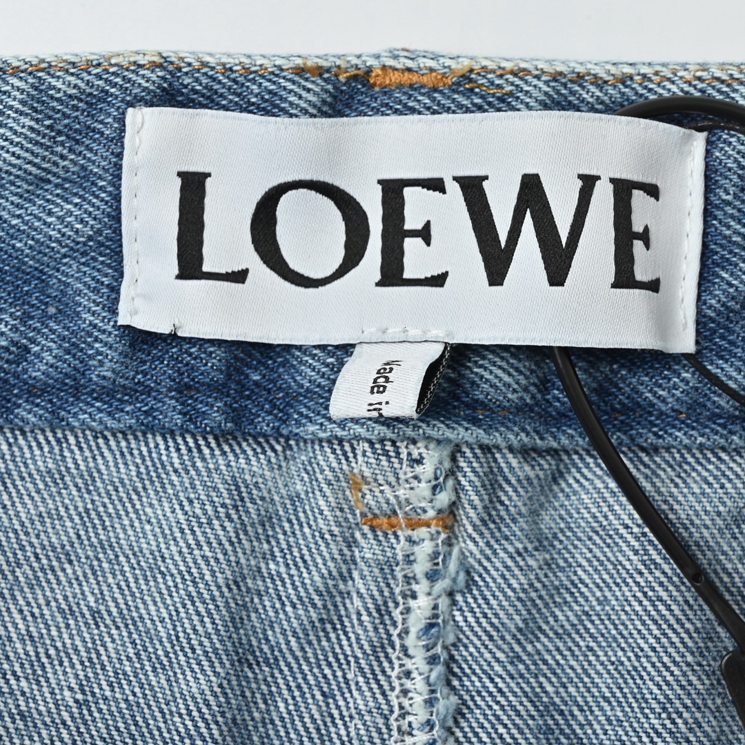 Loewe 罗意威 Anagram单宁牛仔短裤 定制蓝绸密棉牛仔布