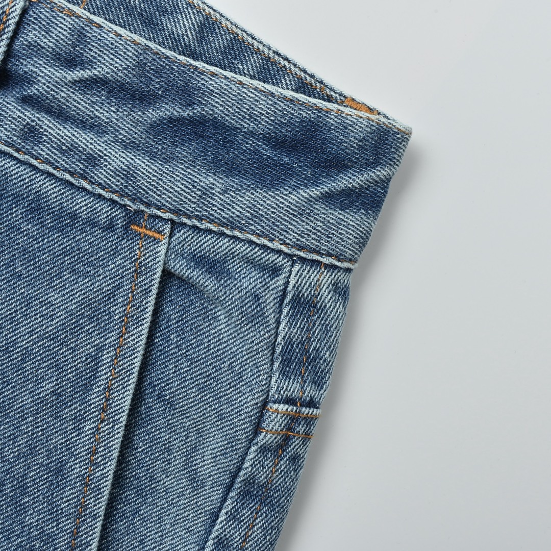 Loewe 罗意威 Anagram单宁牛仔短裤 定制蓝绸密棉牛仔布