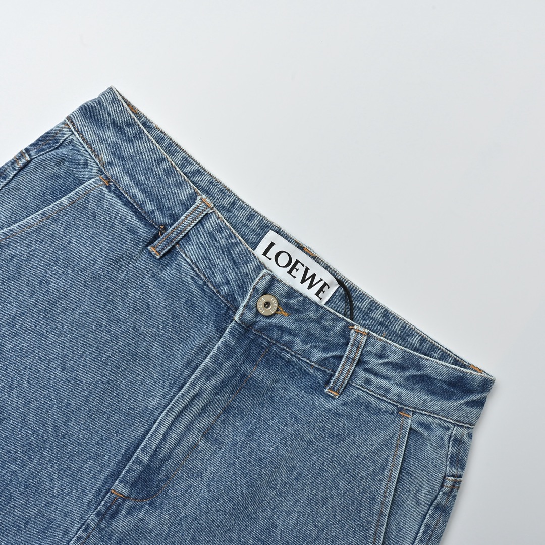 Loewe 罗意威 Anagram单宁牛仔短裤 定制蓝绸密棉牛仔布