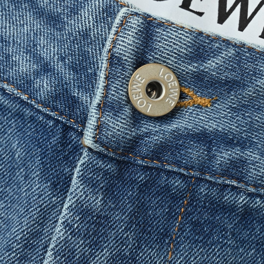 Loewe 罗意威 Anagram单宁牛仔短裤 定制蓝绸密棉牛仔布