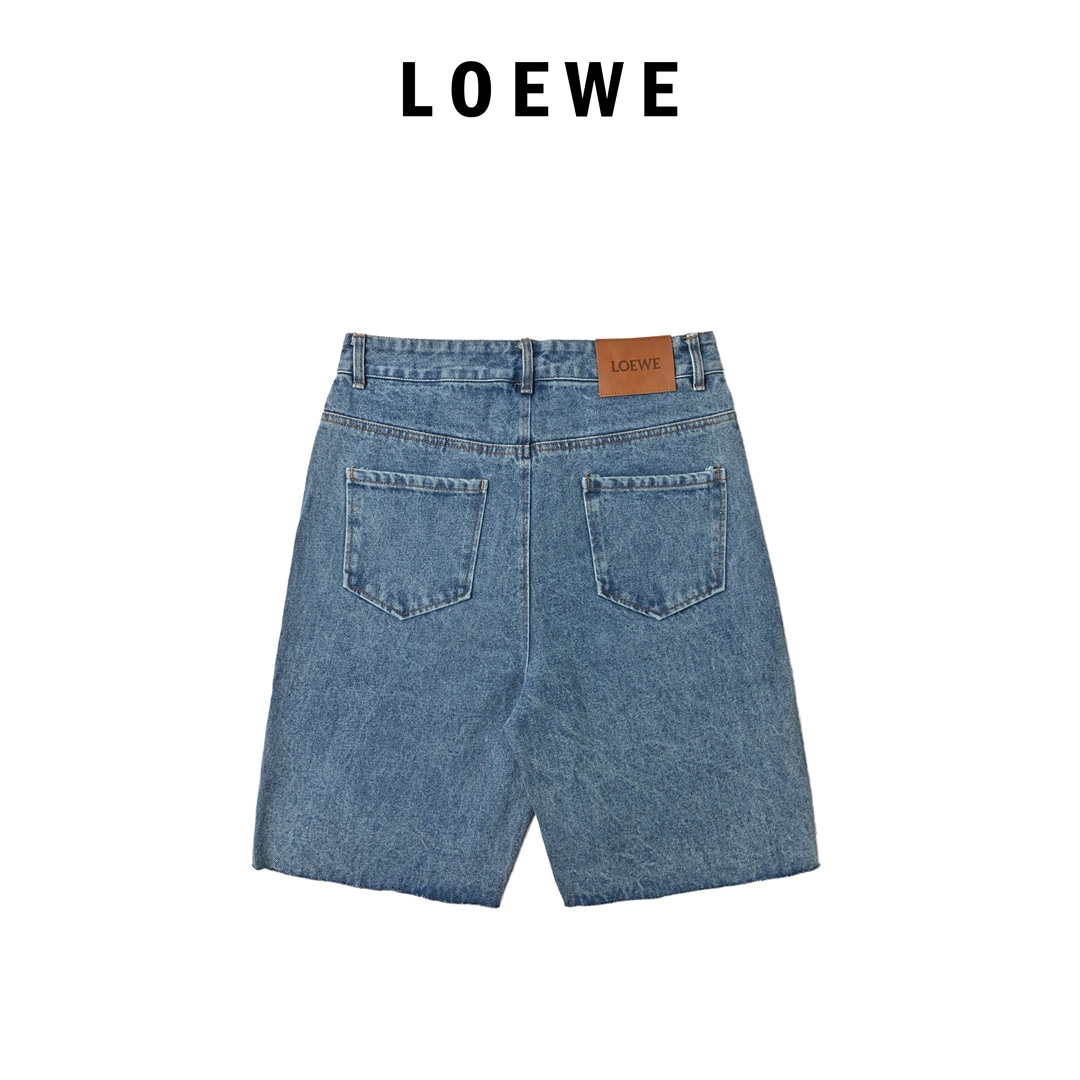 Loewe 罗意威 Anagram单宁牛仔短裤 定制蓝绸密棉牛仔布