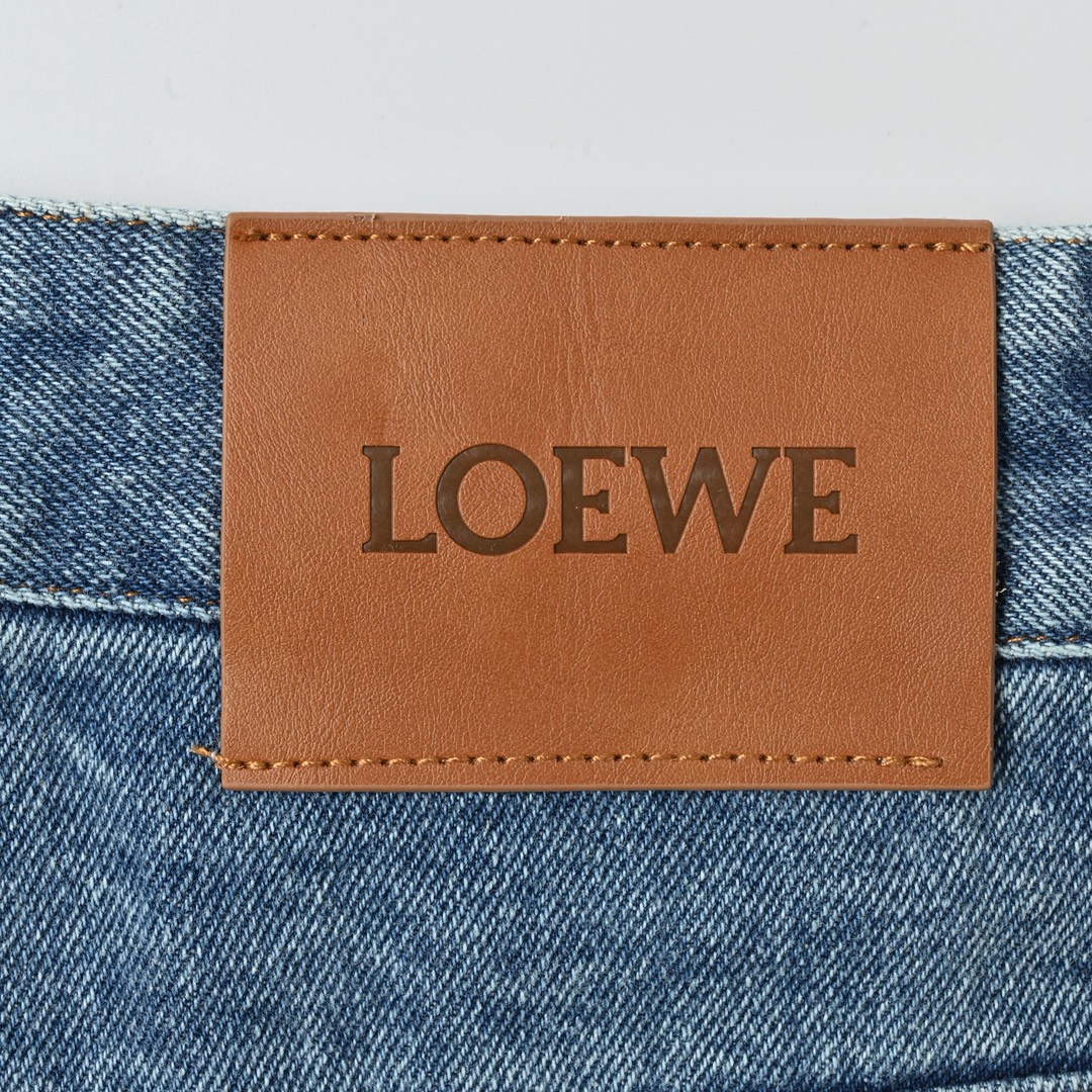 Loewe 罗意威 Anagram单宁牛仔短裤 定制蓝绸密棉牛仔布
