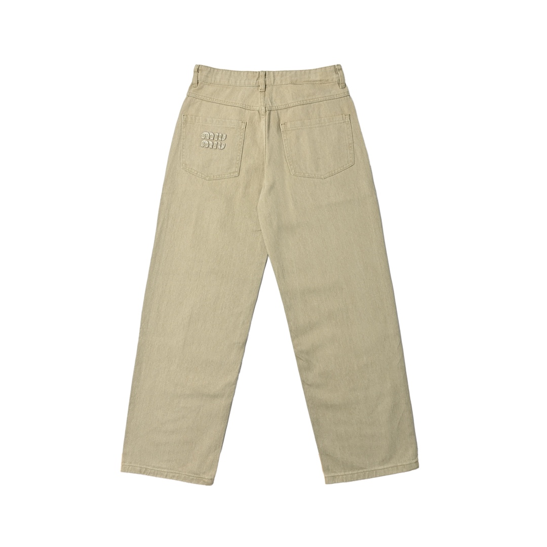 Miumiu 24SS 后袋徽标纯色直筒裤-Chinese UA Cheap High Quatity Brand Clothes Bags handbags Sneakers wholesale wholesaler seller from China Factory suppliers Fashion Clothing Shoes best Quality Beautiful Price Miumiu 24SS 后袋徽标纯色直筒裤