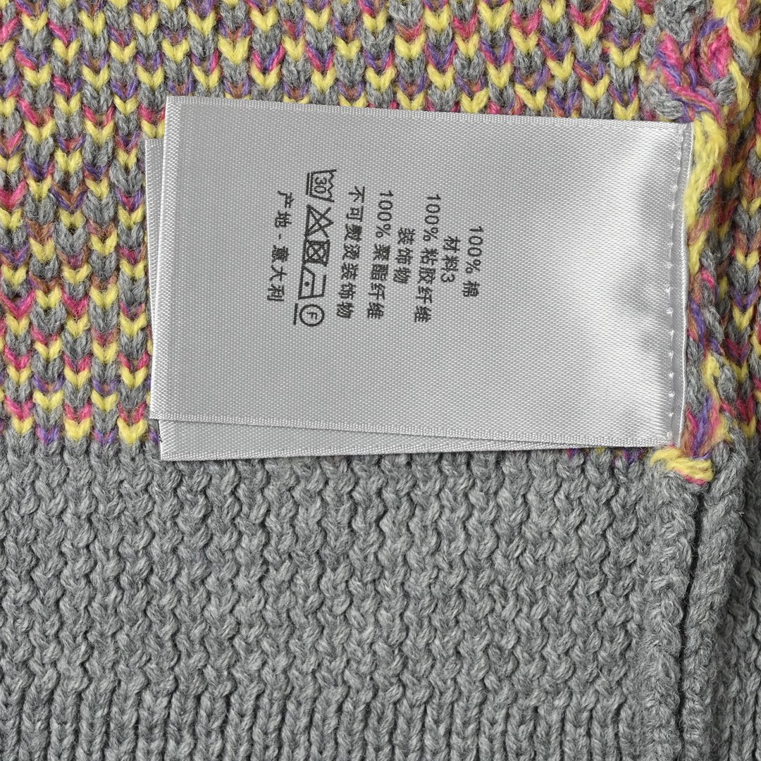 Dior 迪奥 CD 满印提花圆领毛衣 灰色 粉色 黄色纱线