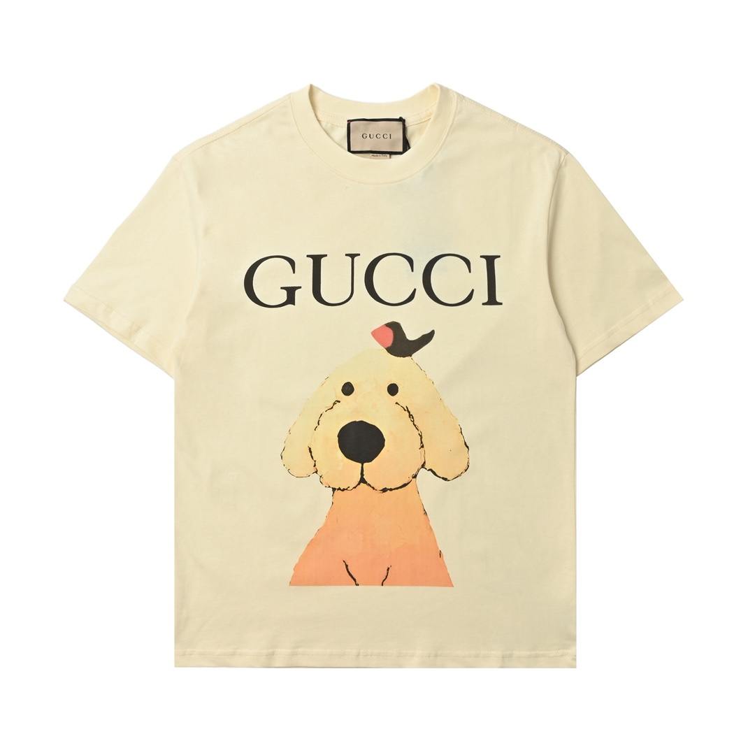 Gucci 古驰 卡通高克重短袖T恤-Chinese UA Cheap High Quatity Brand Clothes Bags handbags Sneakers wholesale wholesaler seller from China Factory suppliers Fashion Clothing Shoes best Quality Beautiful Price Gucci 古驰 卡通高克重短袖T恤