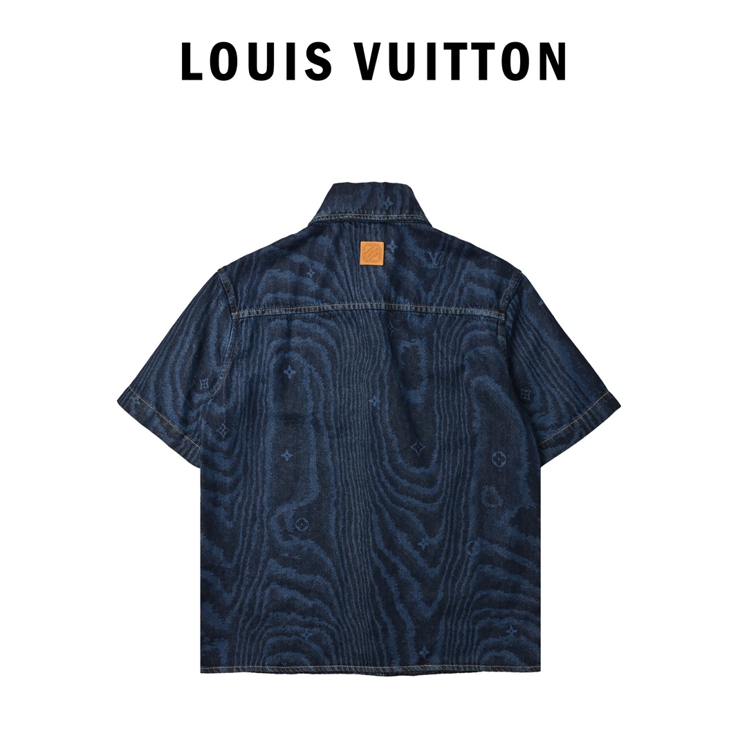 Louis Vuitton 路易威登 木轮花纹牛仔短袖衬衫