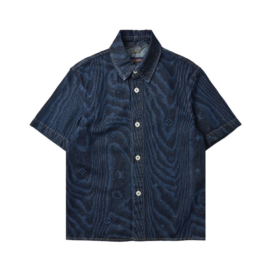 Louis Vuitton 路易威登 木轮花纹牛仔短袖衬衫