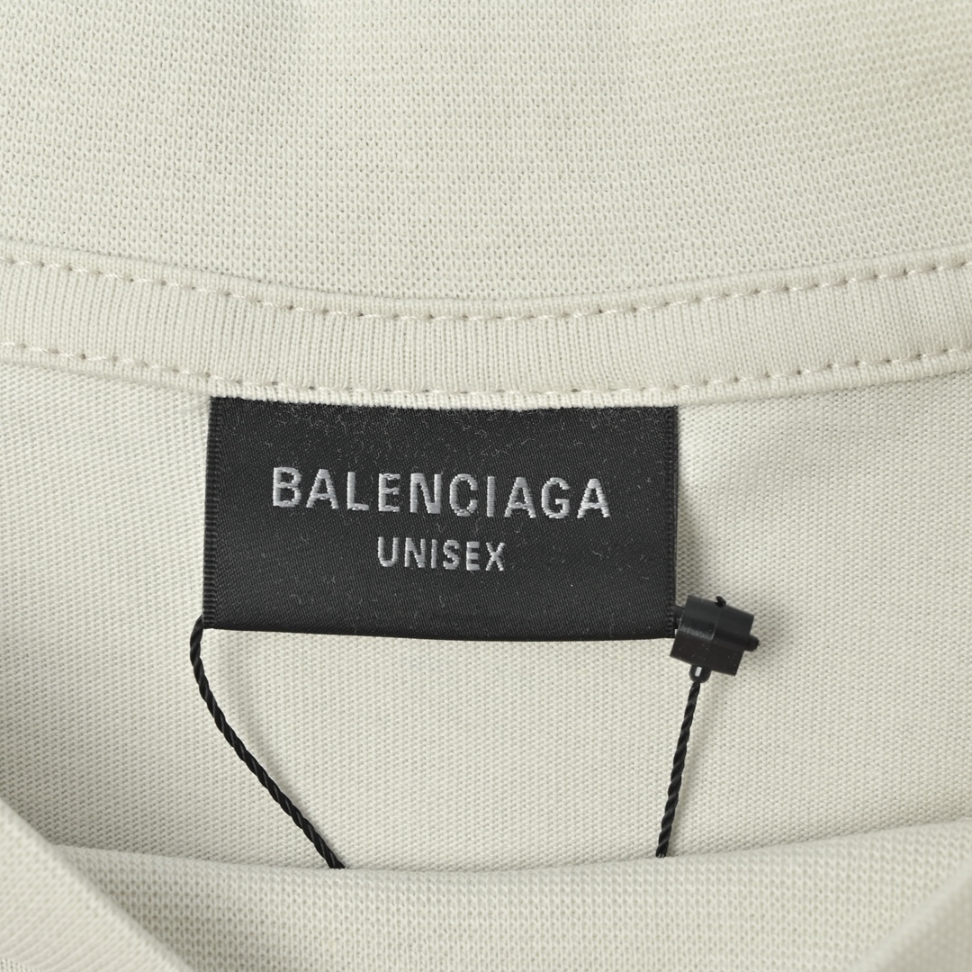 Balenciaga巴黎世家 克莱因蓝前后刺绣字母短袖T恤