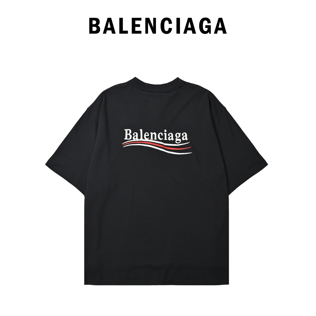 Balenciaga巴黎世家 新款可乐海浪Polo衫短袖 经典的黑白